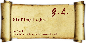 Giefing Lajos névjegykártya